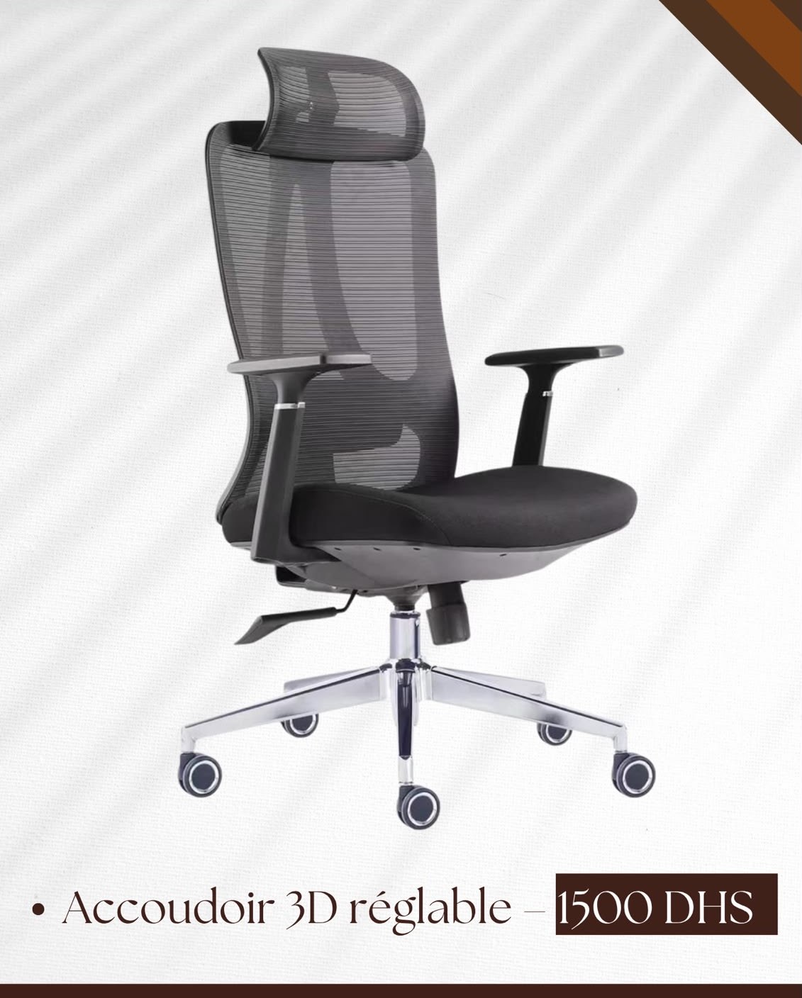 Chaise Ergonomique Accoudoirs 3D