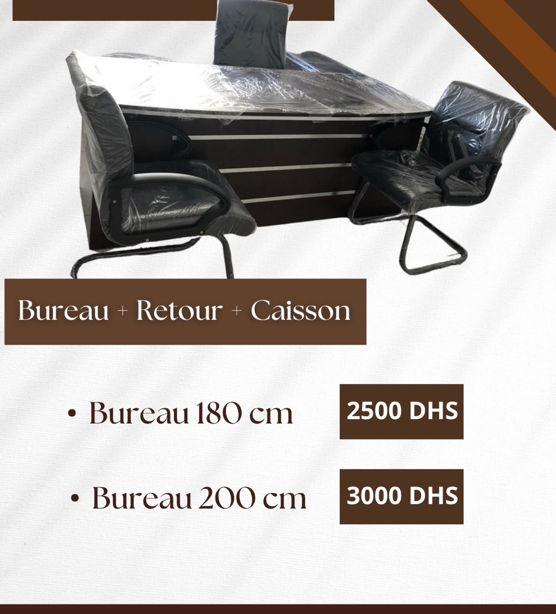 Bureau + Retour + Caisson Wengé