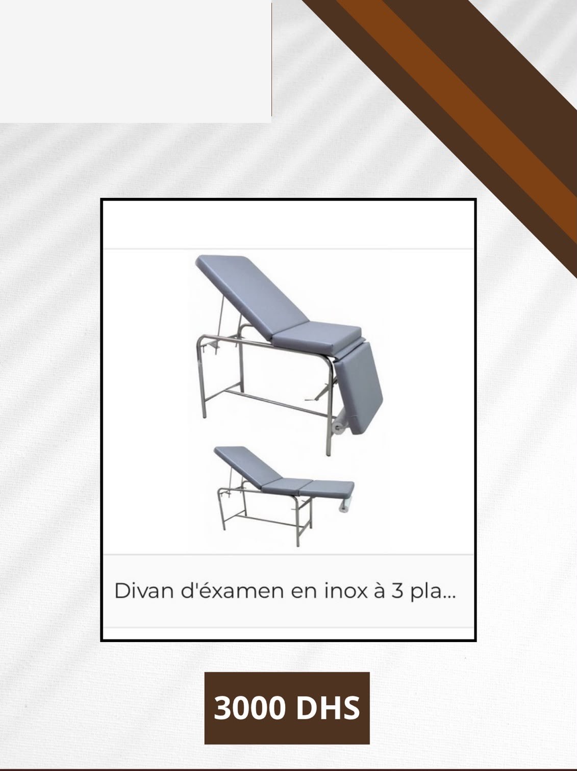 Divan d'Examen Inox 3 Plans