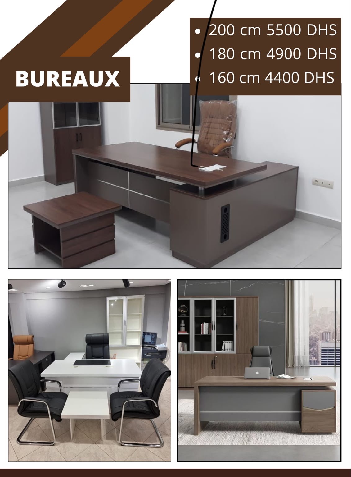 Bureau Direction Noyer & Gris Anthracite