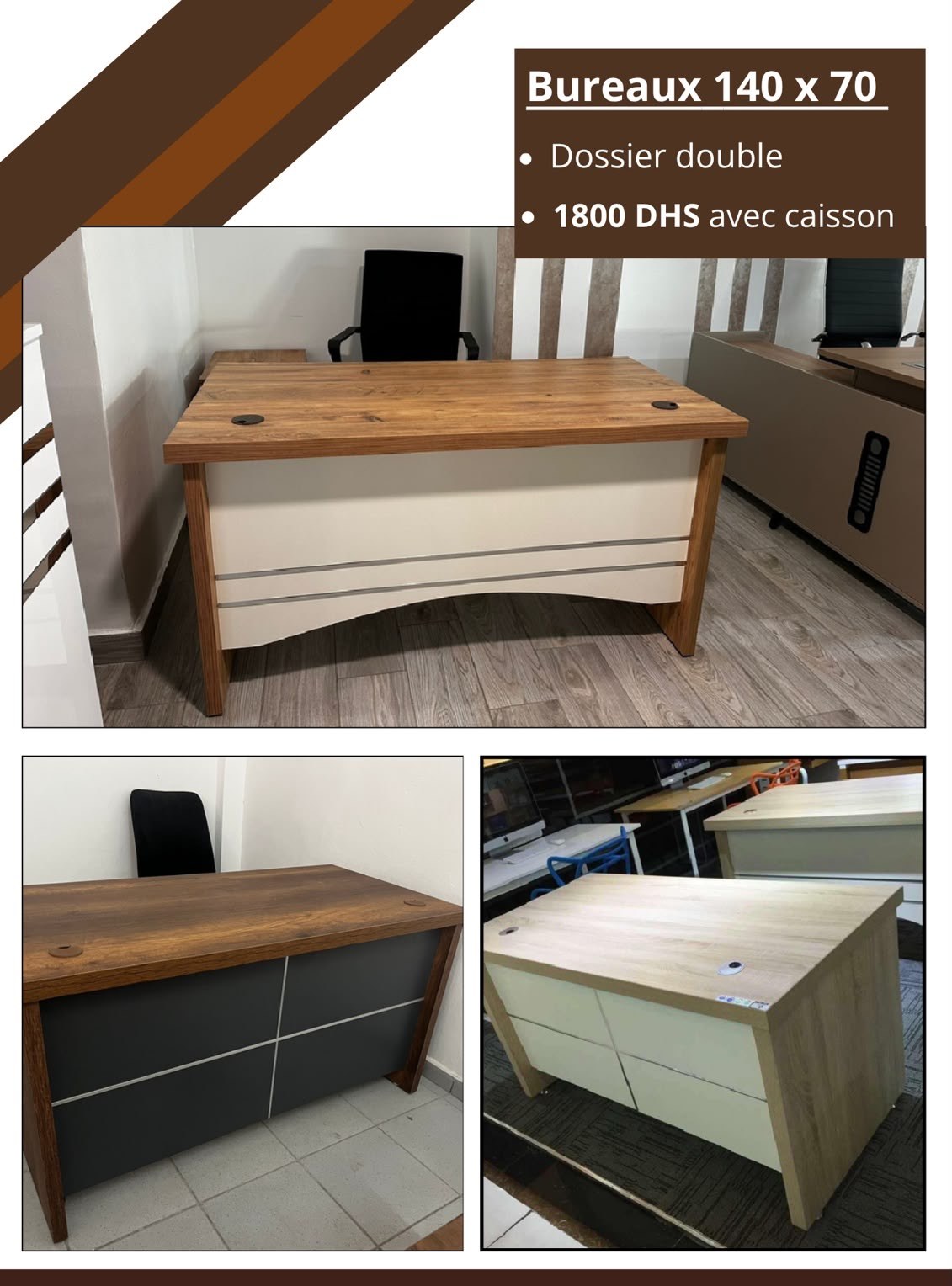 Bureau 140 x 70 Dossier Double