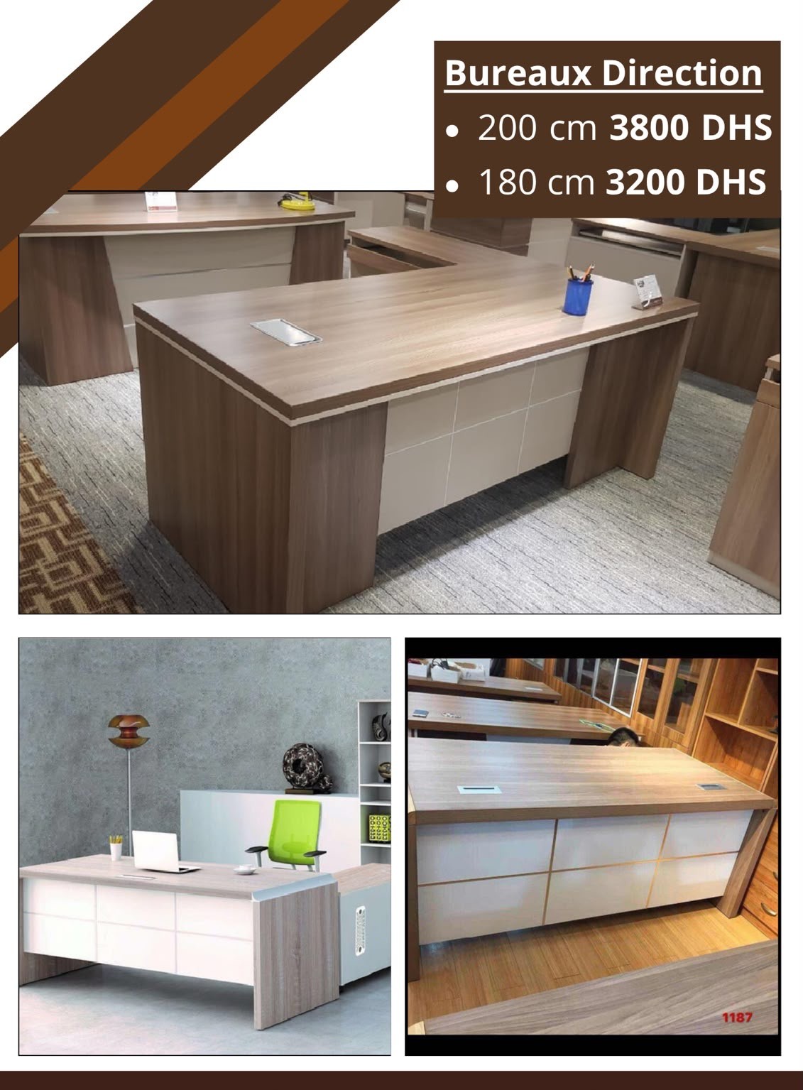 Bureau Direction Chêne Clair + Retour