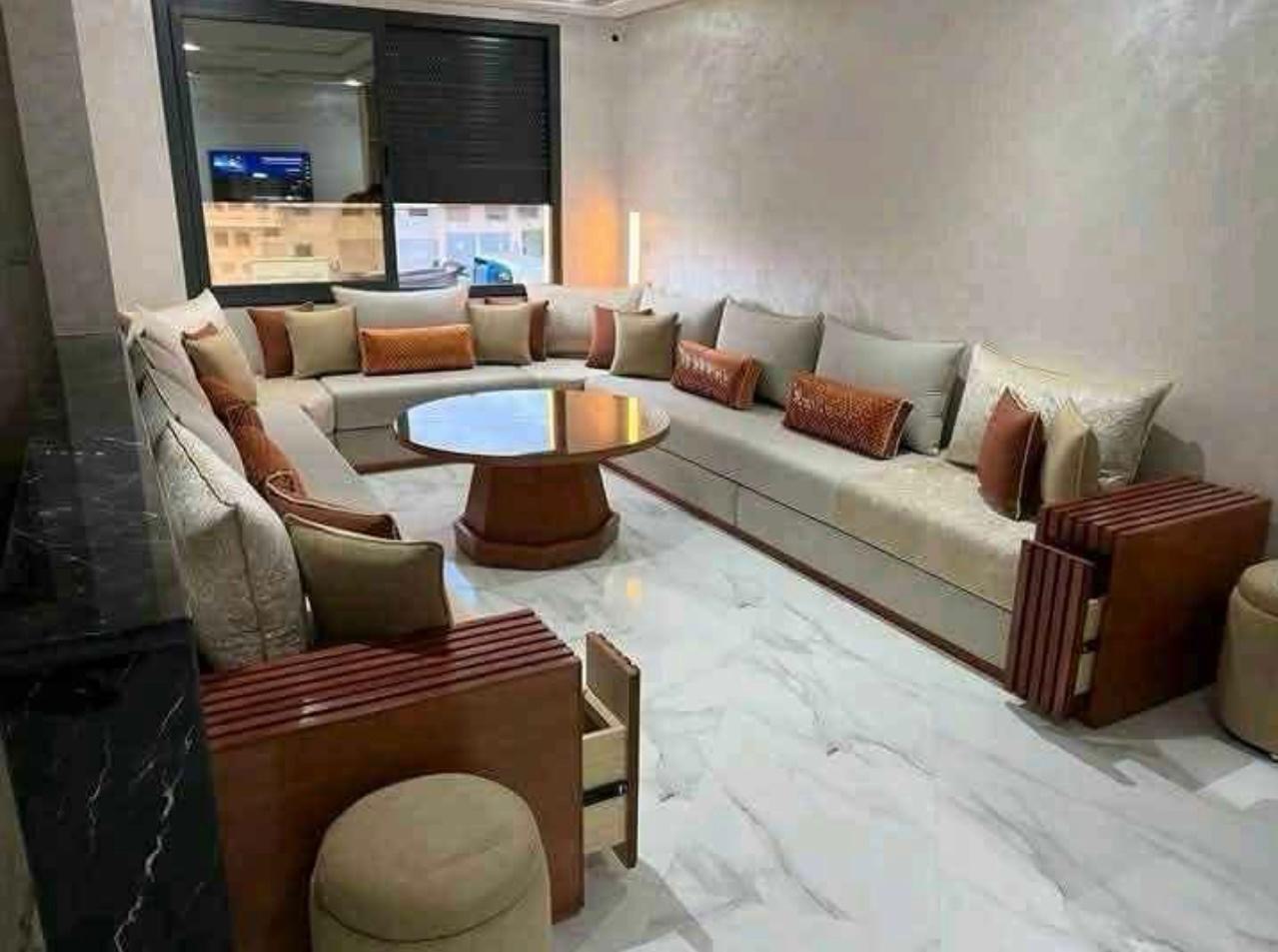 Salon Marocain Beige & Bois
