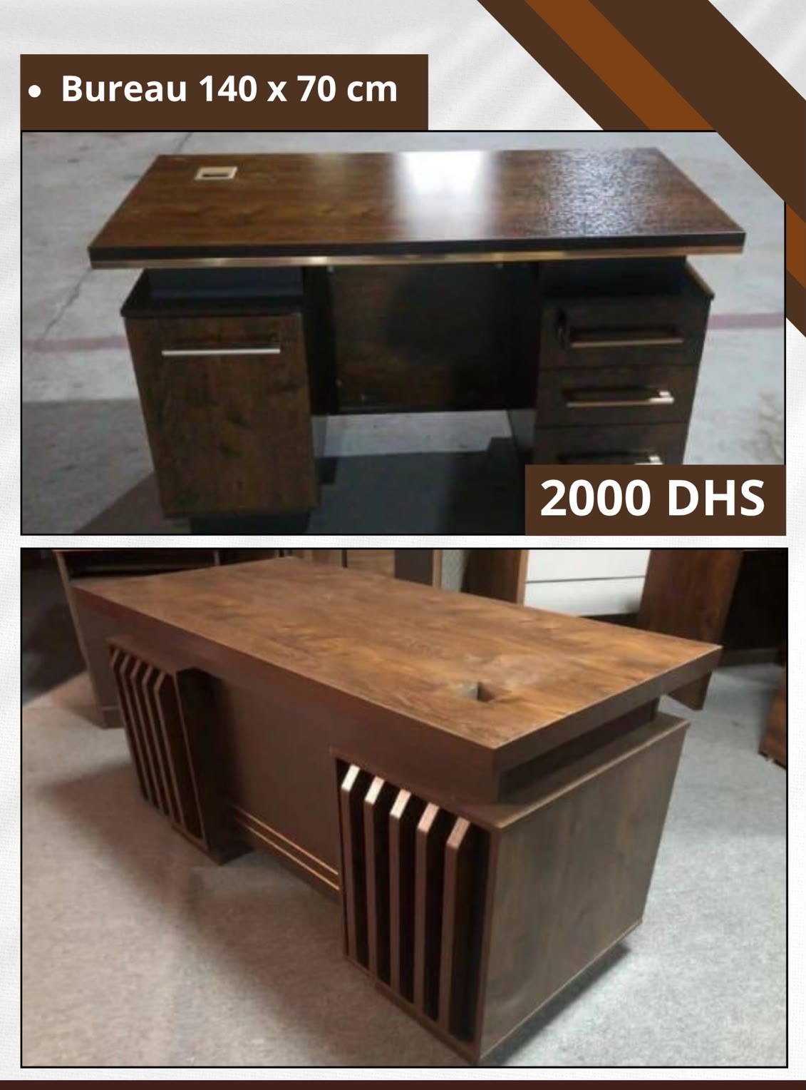 Bureau 140 x 70 Bois Foncé