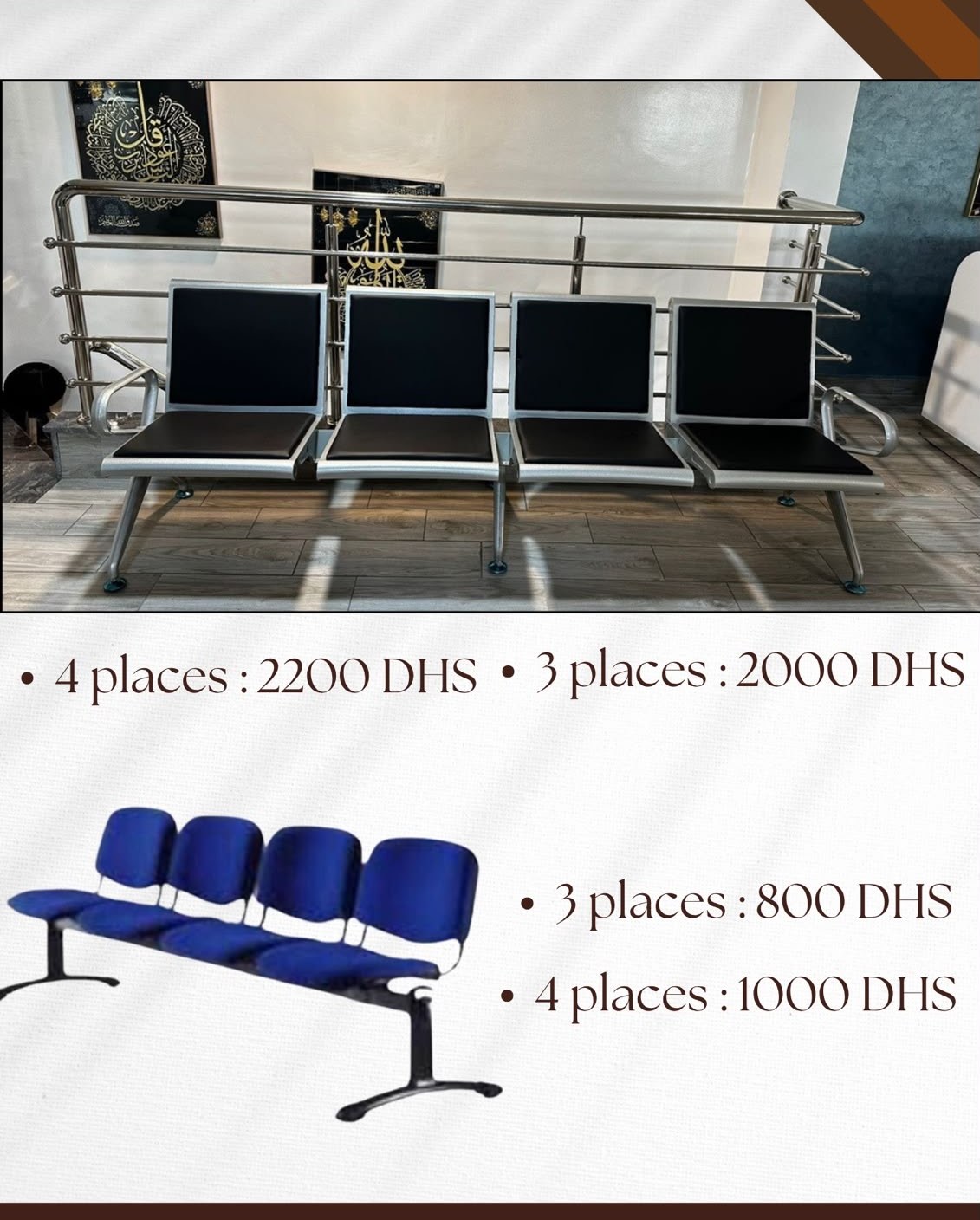 Bancs d'Attente Inox